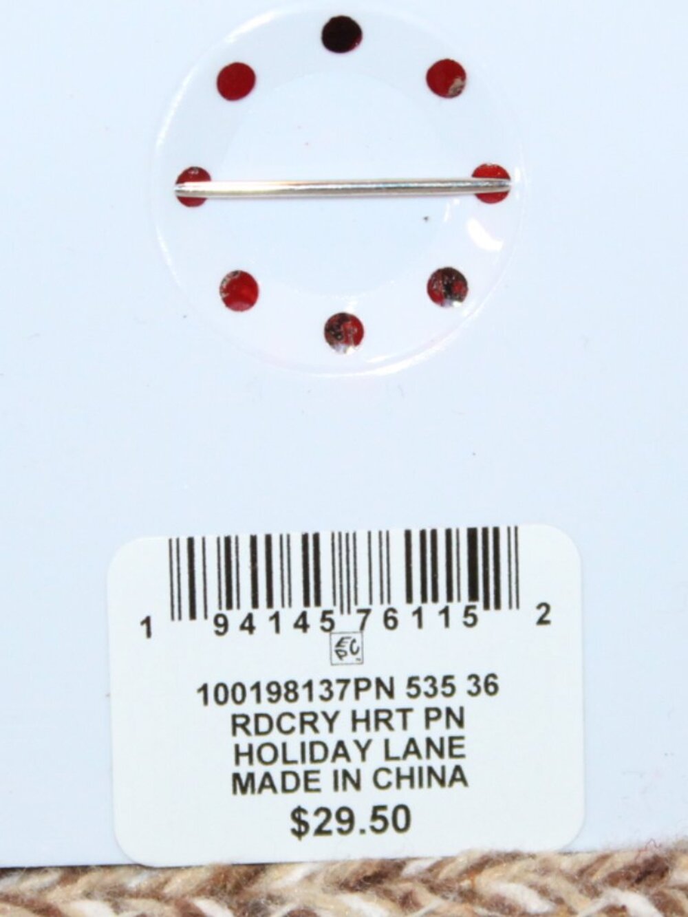 NWT Holiday Lane Crystal Bling Heart Brooch - Picture 7 of 7
